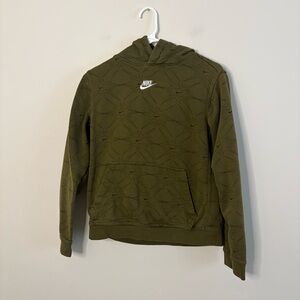 Nike Youth Boys Large Hooded Sweatshirt Army Green All Over Print sporty